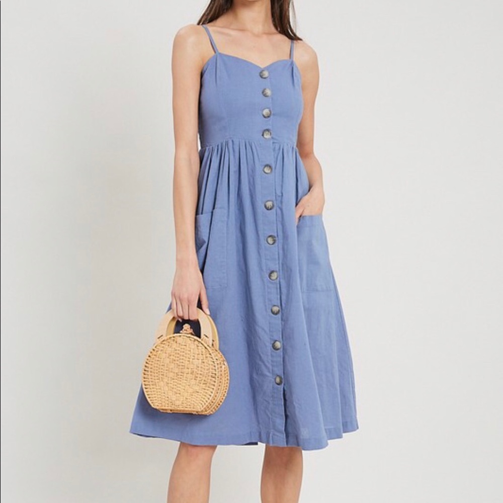 Blue Sweetheart Dress with Pockets